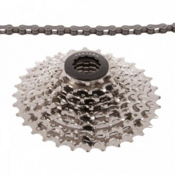 Set Catena e Pignoni Ventura 8 Velocità Compatibile Shimano - Alta Qualità con 116 Maglie - 1 - Cassette - 0887539023324