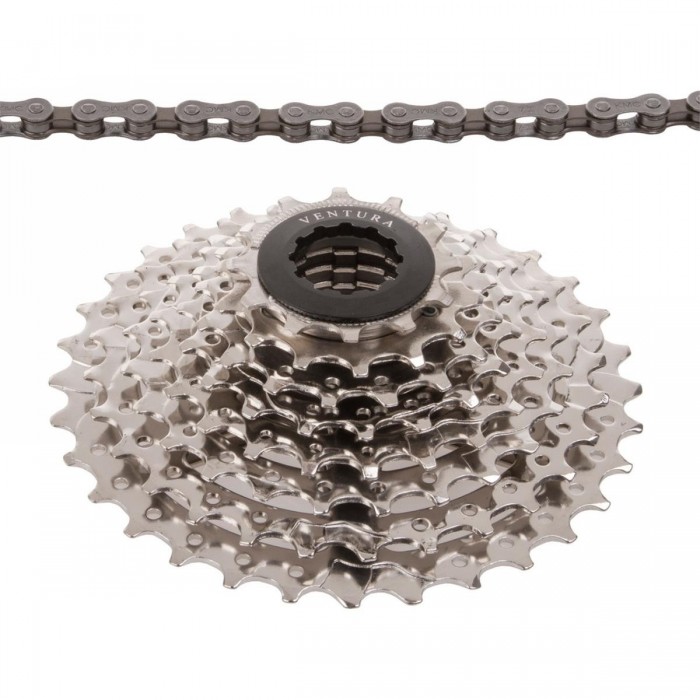 Ventura 8-Speed Chain and Sprocket Set Compatible with Shimano - 116 Links - 1