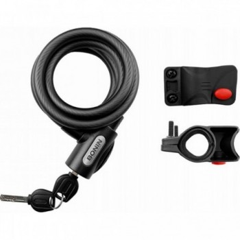 BONIN Spiral Lock 12x1500 mm Black with Quick Release for Bicycle - 1