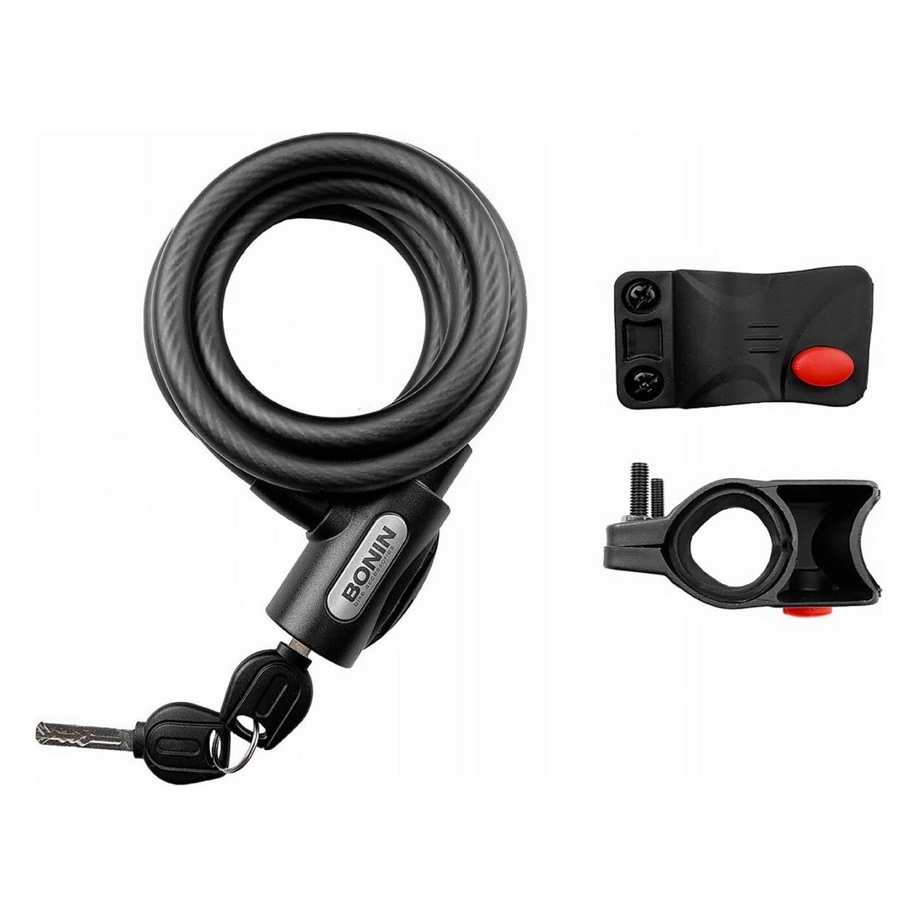 BONIN Spiral Lock 12x1500 mm Black with Quick Release for Bicycle - 1