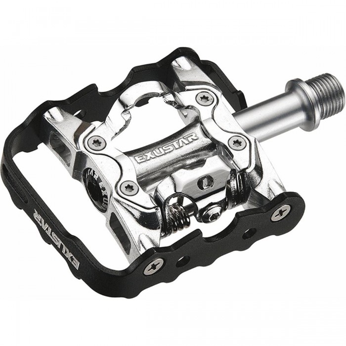 EXUSTAR E-PM86 MTB Pedal in Schwarz Aluminium, Doppelfunktion, 105x66mm, 320g - 1