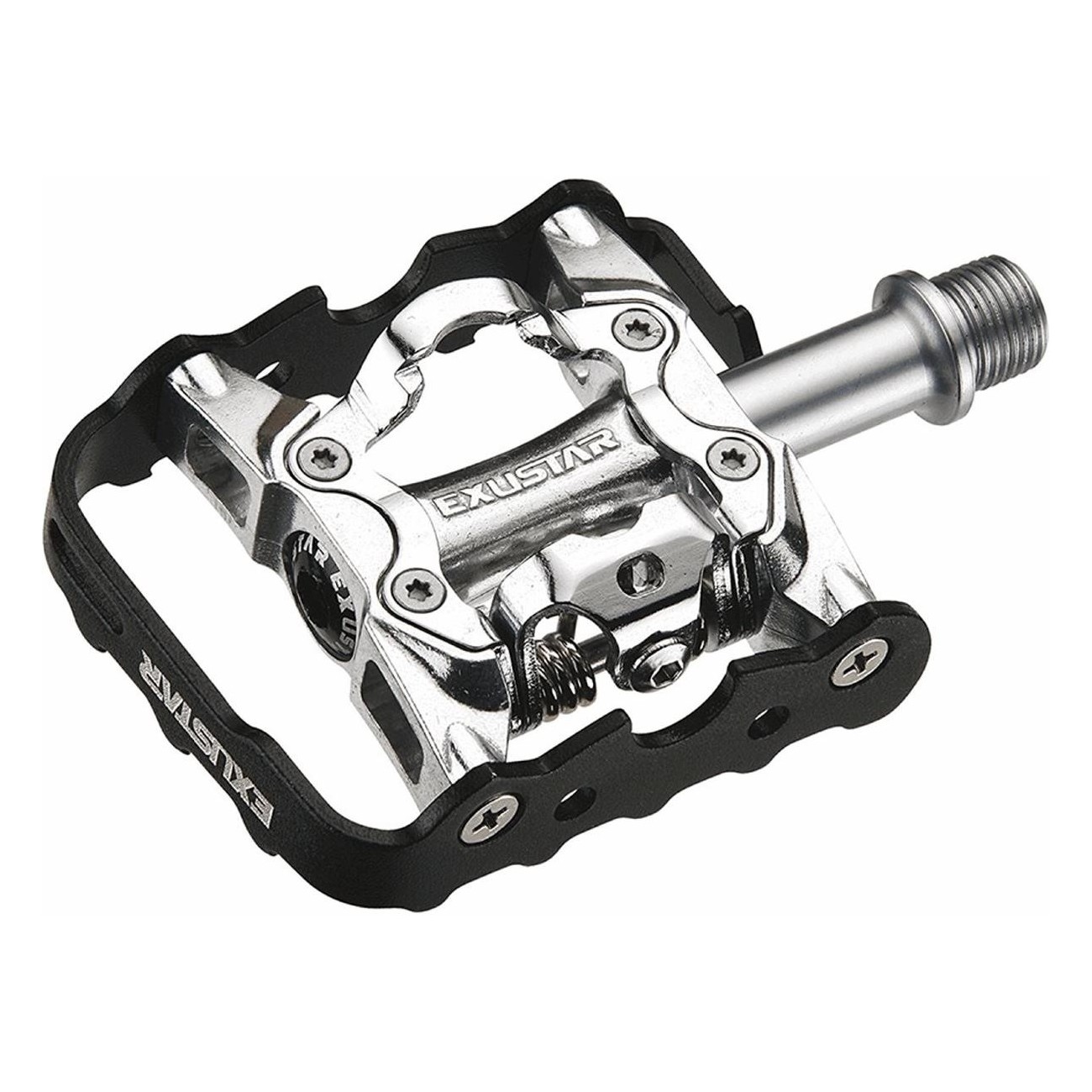 EXUSTAR E-PM86 MTB Pedal in Schwarz Aluminium, Doppelfunktion, 105x66mm, 320g - 1