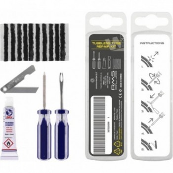 Complete Tubeless Tire Repair Kit with Sealant Strips, Adhesive, and Tools - 1