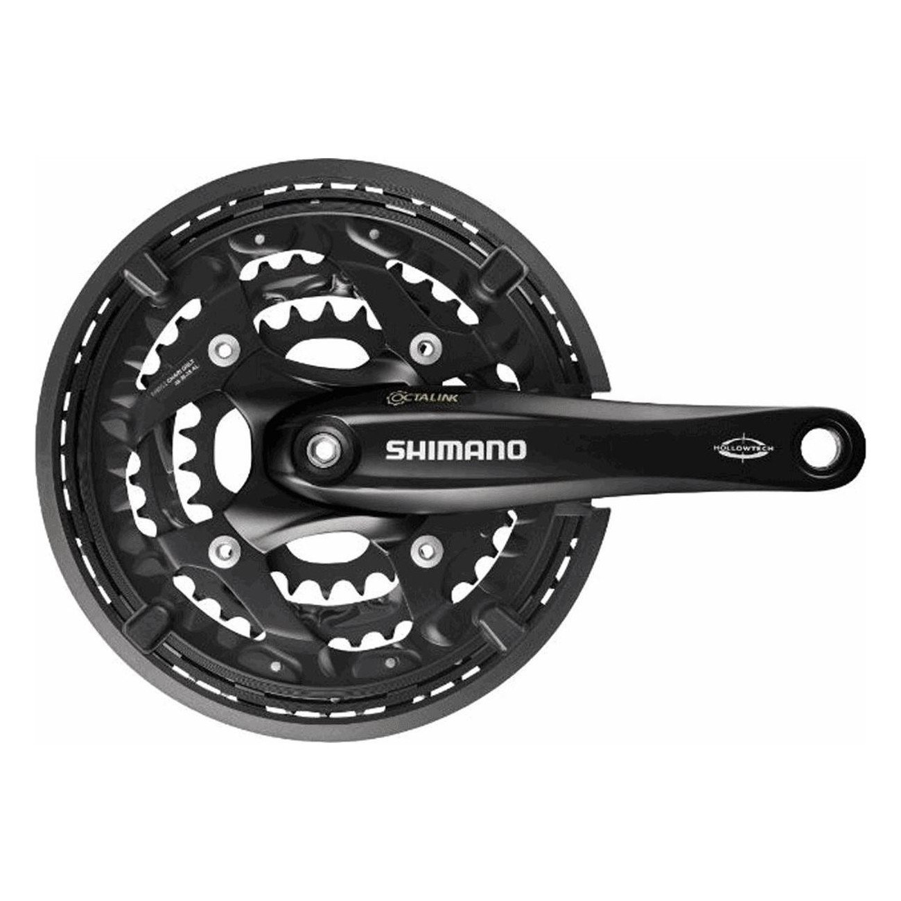 Shimano Octalink Crankset 3x10v 48/36/26T 175mm Black with Chain Guard - 1