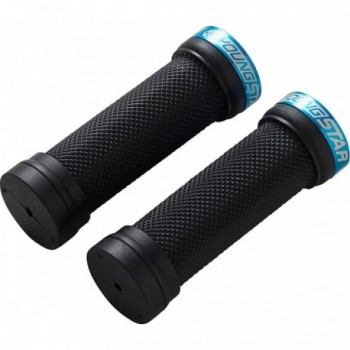 Reverse Youngstar Single Lock-On Grips Ø28mm x 98mm Black-Cyan for MTB - 1