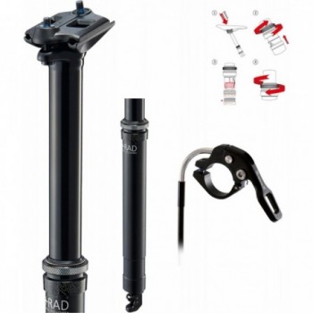 30.9mm Black Adjustable Travel Dropper Seatpost 95-125mm, 409mm Length - 1