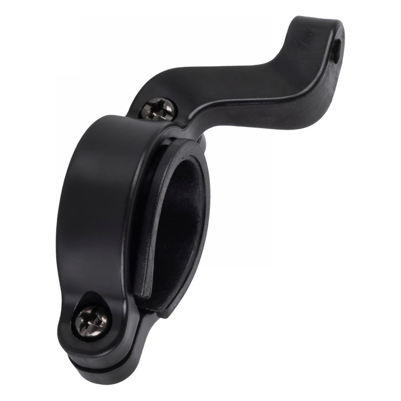 Black Plastic Front Light Mount for 25.4-31.8 mm Handlebars, Compatible with Dynamo and E-Bike - 1