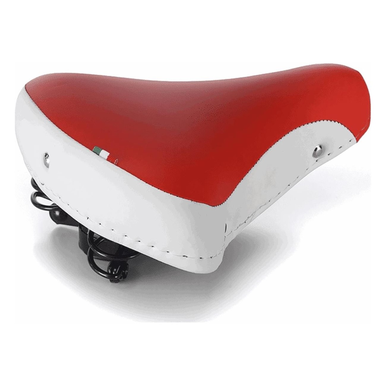 White/Red Citybike Saddle with Springs, Comfort & Style, 265x215 mm, 830g - 1