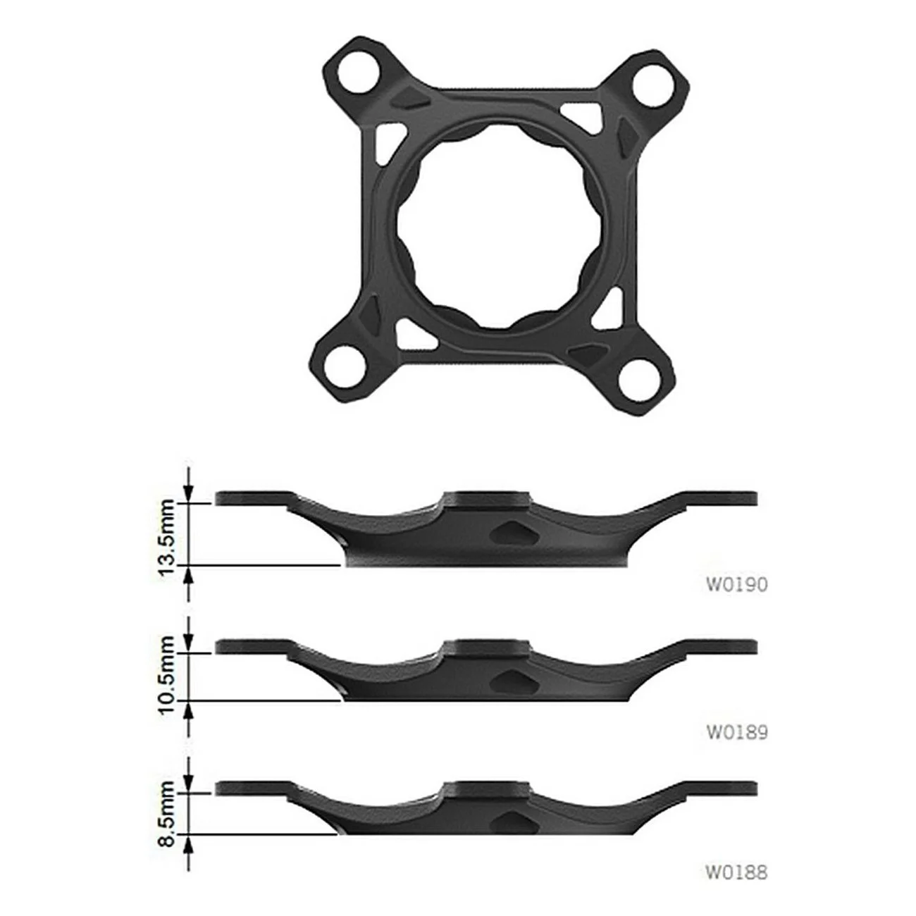 Spider TQ 1x BCD 104mm in Schwarz - Kettenlinie 50mm für TQ Motoren - 1