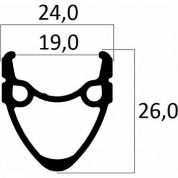 Aro MTB 26' de Aluminio Negro, Doble Cámara, 1,75 Ancho, 36 Agujeros - 1