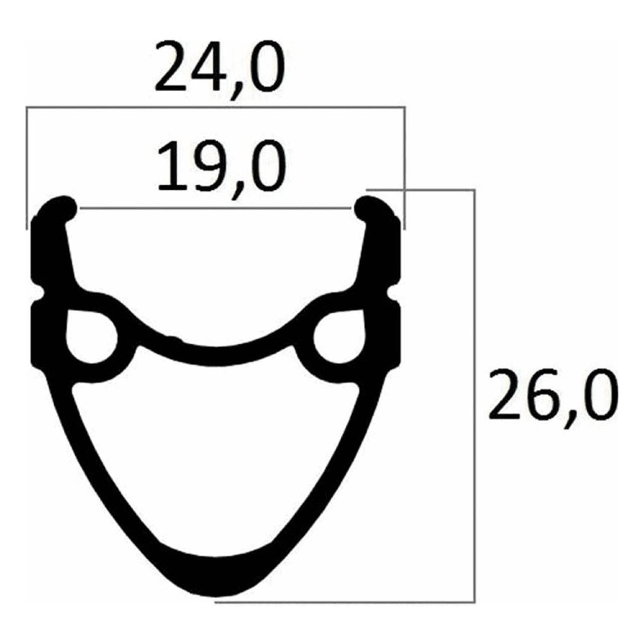 26' Black Aluminum MTB Rim, Double Wall, 1.75 Width, 36 Holes - 1