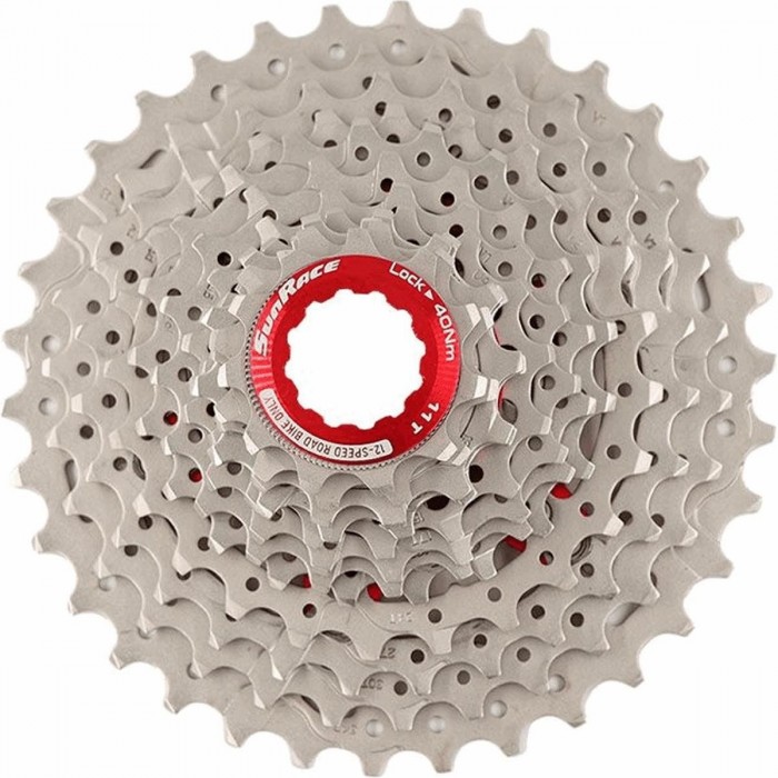 Cassette Route 12V 11/30 Dents Aluminium Argent Compatible SHIMANO Hyperglide - SUNRACE - 1