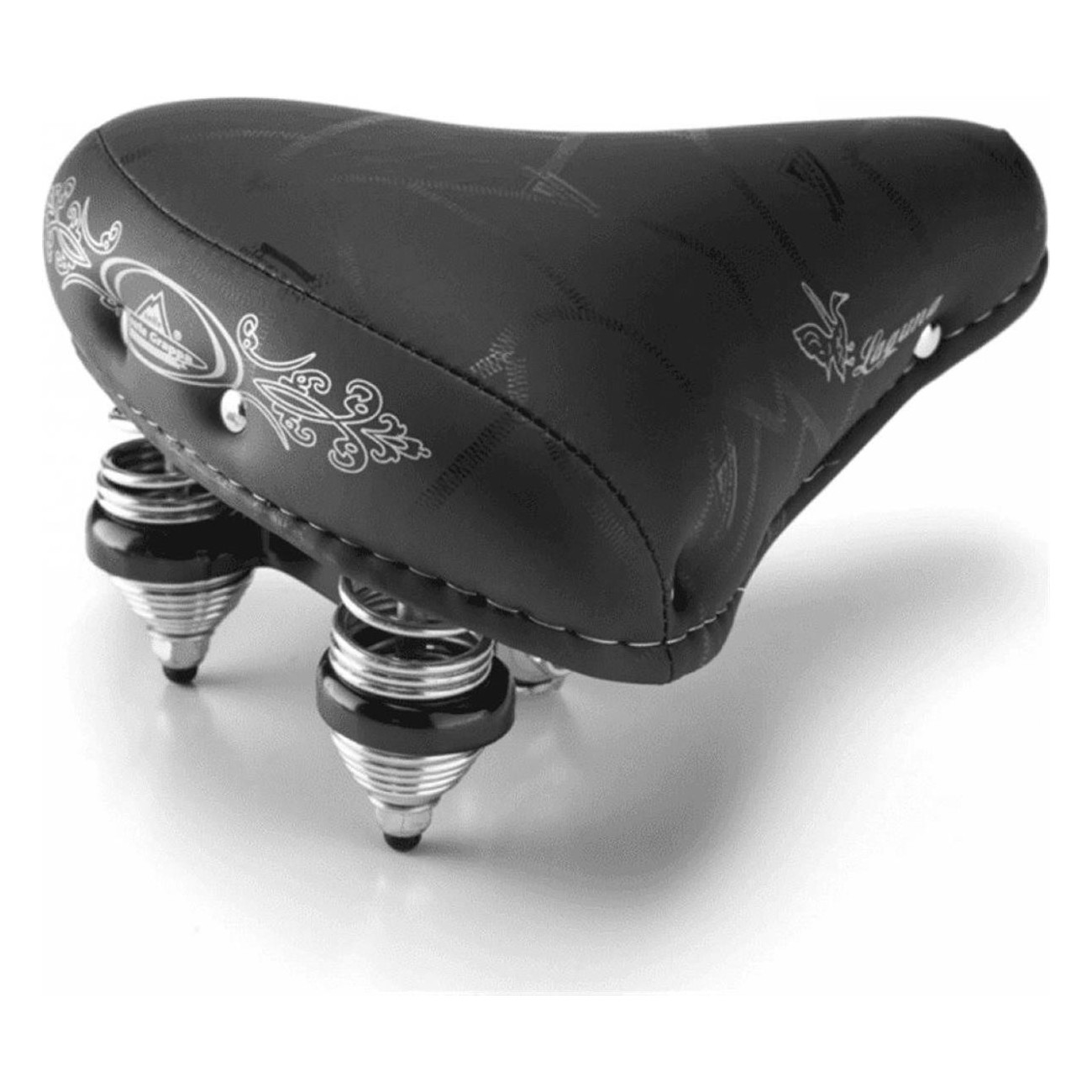 Laguna Citybike Saddle in Black Skay with Double Spring, 270x225 mm, 1180g - 1