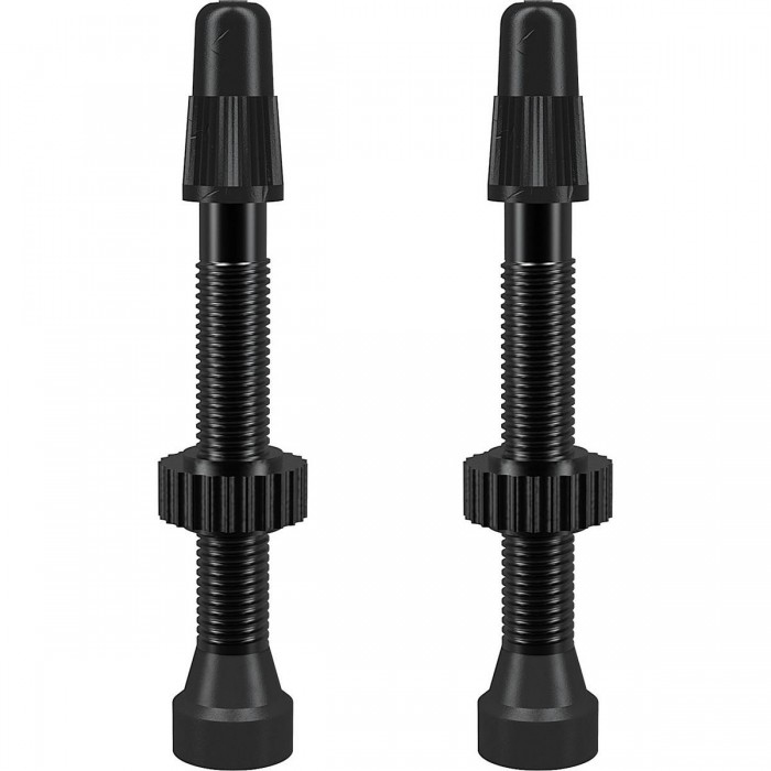 Black Aluminum TCS Tubeless Presta Valves 46mm - Pack of 2 - 1