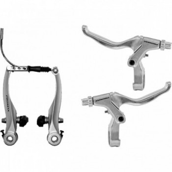 Promax Silver V-Brake Set with Front and Rear Brake Levers, Retail Pack - 1