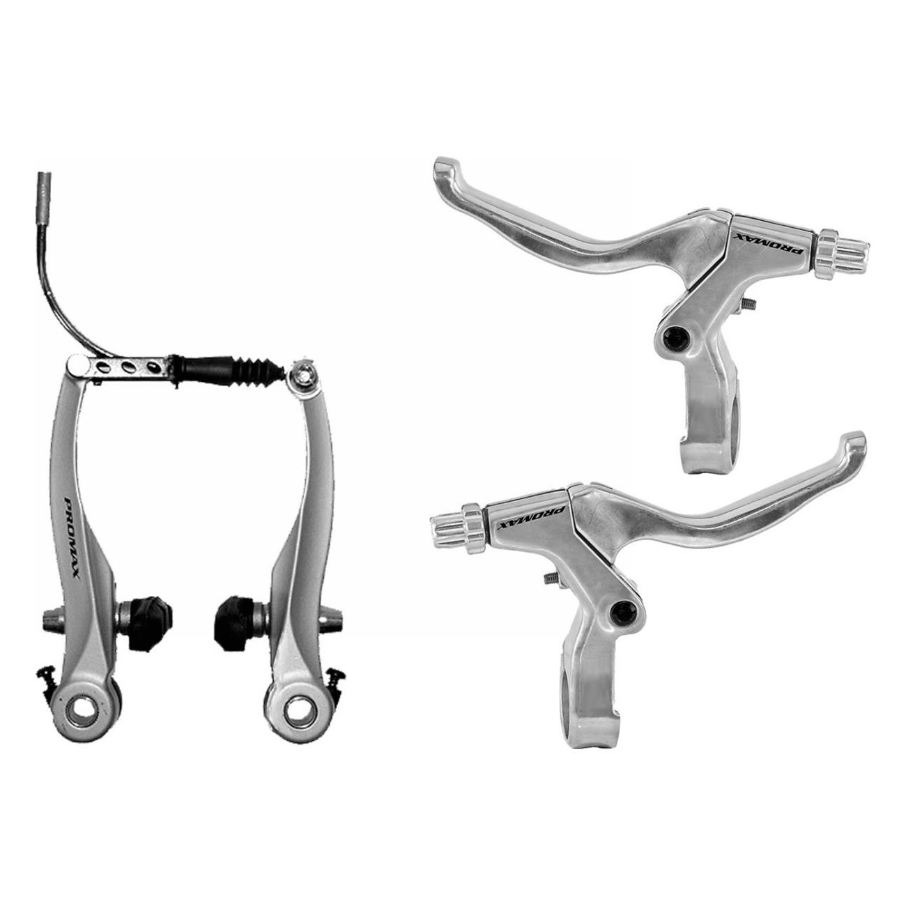 Promax Silver V-Brake Set with Front and Rear Brake Levers, Retail Pack - 1