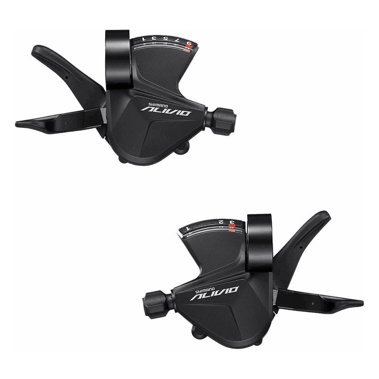 Shimano Alivio M3100 2x9V MTB Gear Shifters Black - Push&Pull Pair - 1