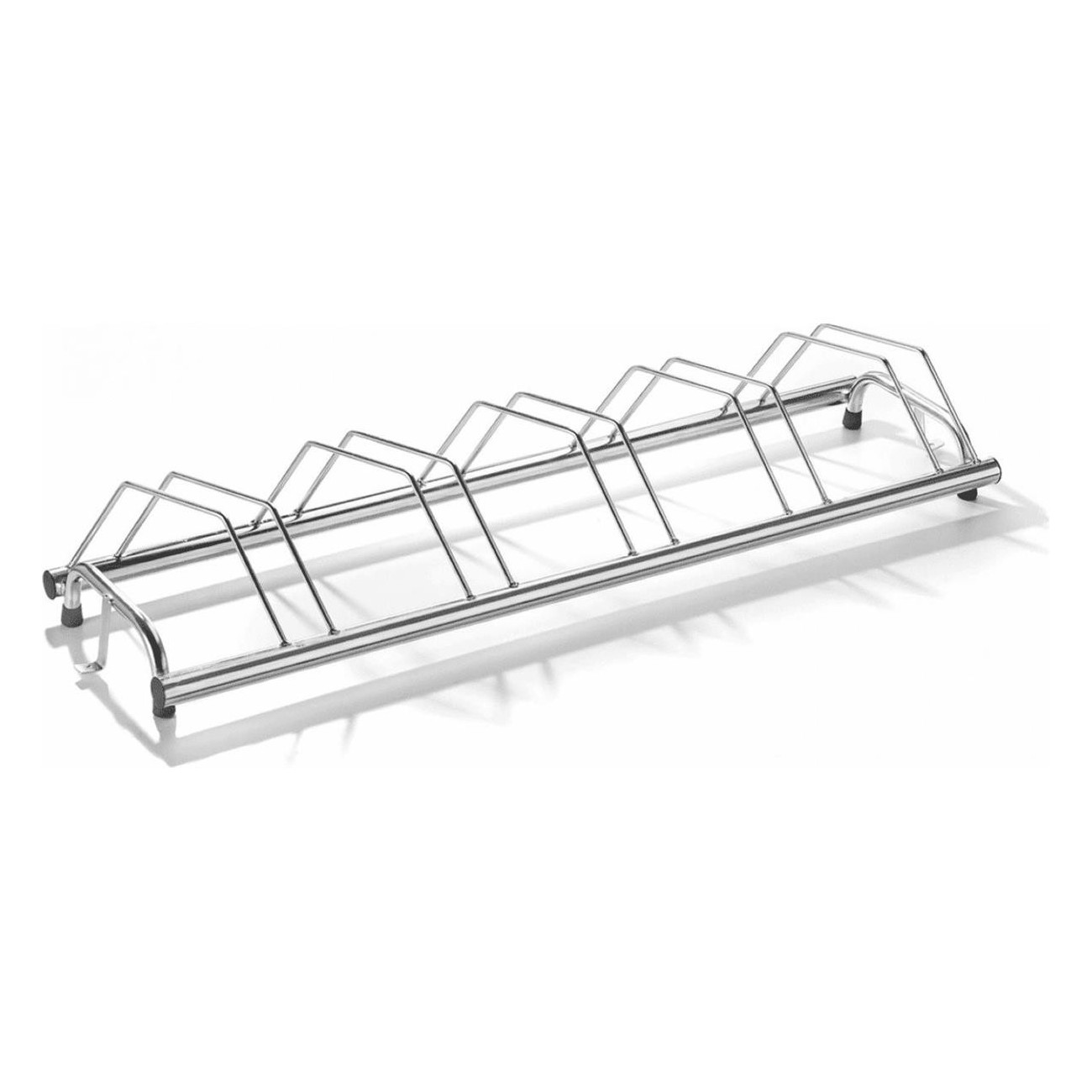 5-Bike Ground Rack in Galvanized Steel 45° Inclined Silver - 1