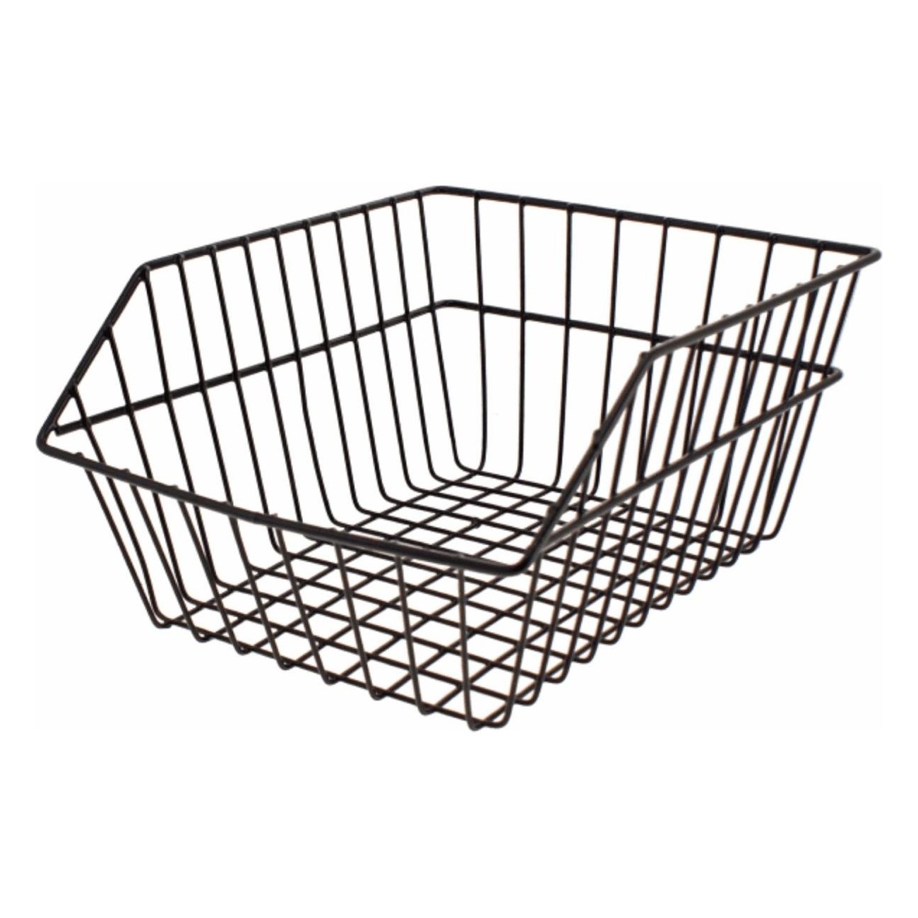 Black Iron Rear Basket 38x26x16 cm with Wide Mesh for Bicycles - 1