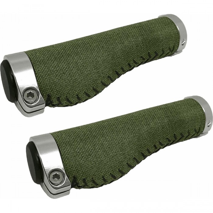 Puños Ergonómicos Verdes de Tela para Adultos - 127 mm con Collarín de Aluminio - 1