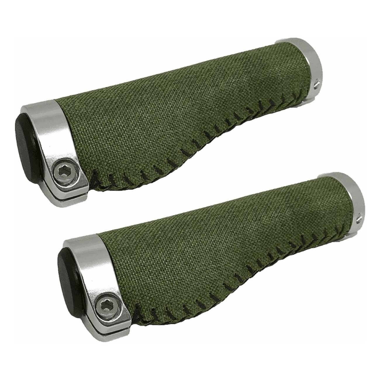 Puños Ergonómicos Verdes de Tela para Adultos - 127 mm con Collarín de Aluminio - 1