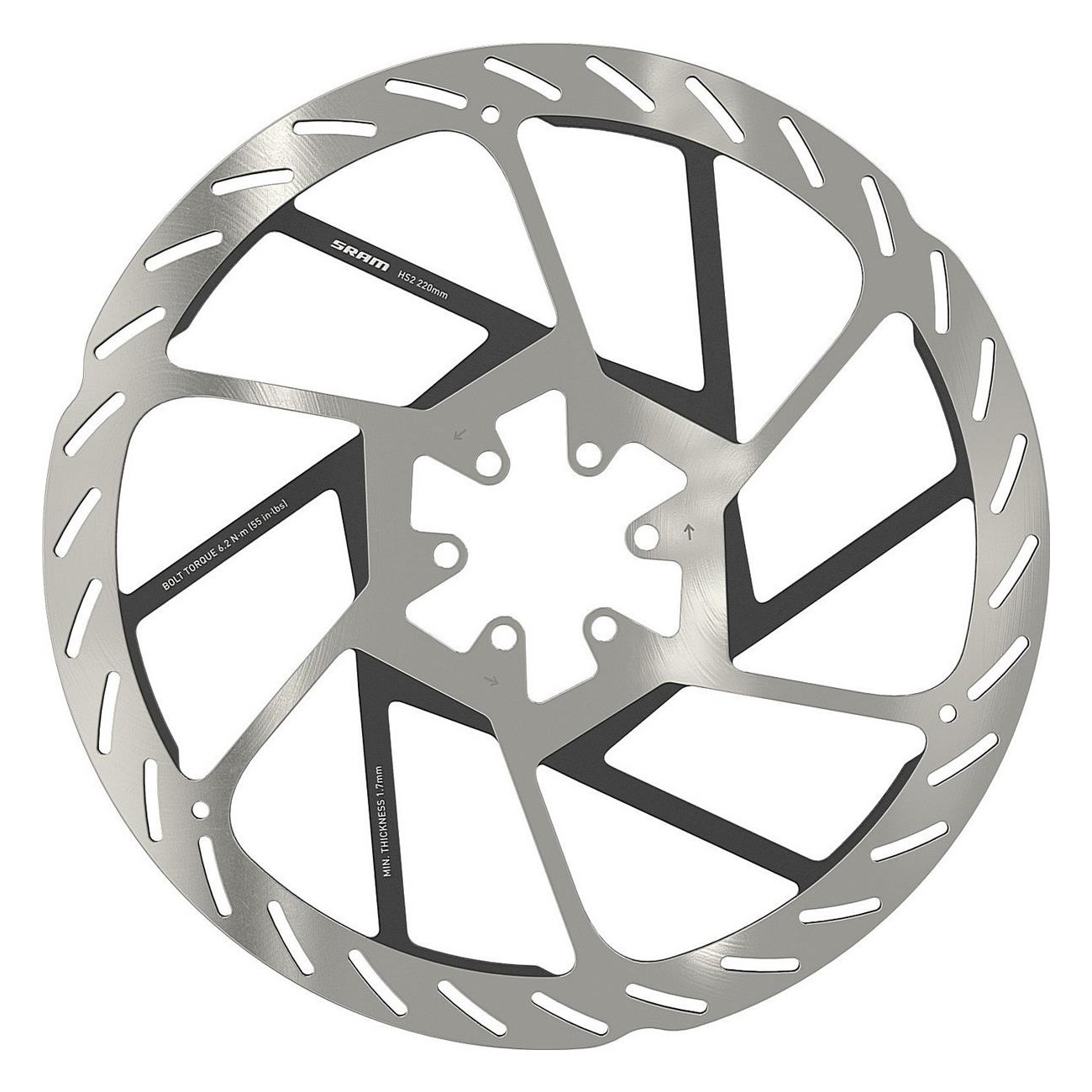 Disque de Frein SRAM HS2 220mm pour VTT, Profil Arrondi à 6 Vis, Haute Dissipation - 1