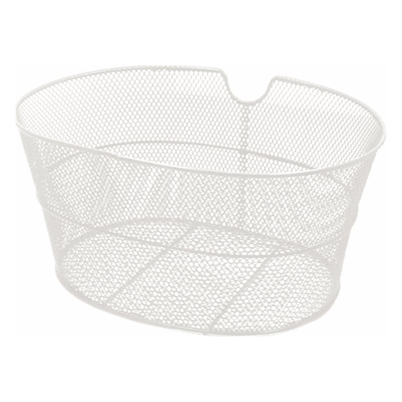 Cesta Ovalada Delantera de Hierro Blanco 38x28x18 cm para Bicicleta - 1