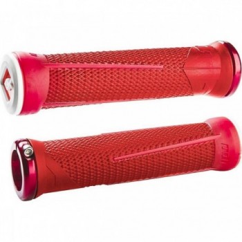 MTB ODI AG1 Signature Lock-On 2.1 Fire Red Grips with Red Clamps 135mm - 1