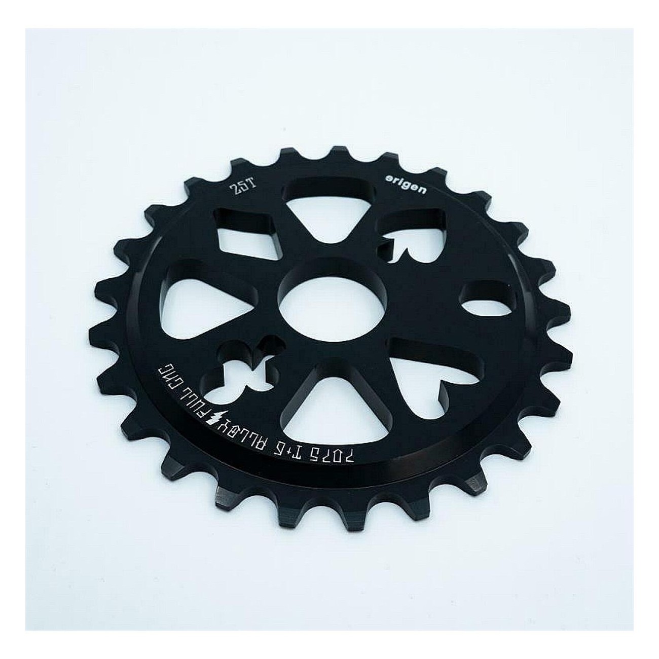 Erigen Lucky 25T Kettenrad Schwarz aus CNC-Aluminium 7075 T6 mit Adaptern 19, 22, 24 mm - 1