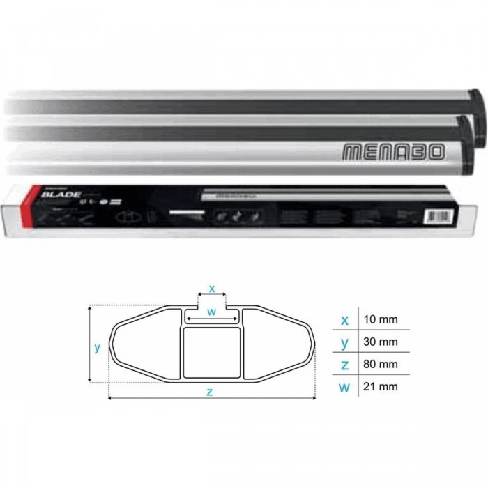 Barre de toit Blade XL en aluminium argent 80x30mm - Robuste et légère - 1