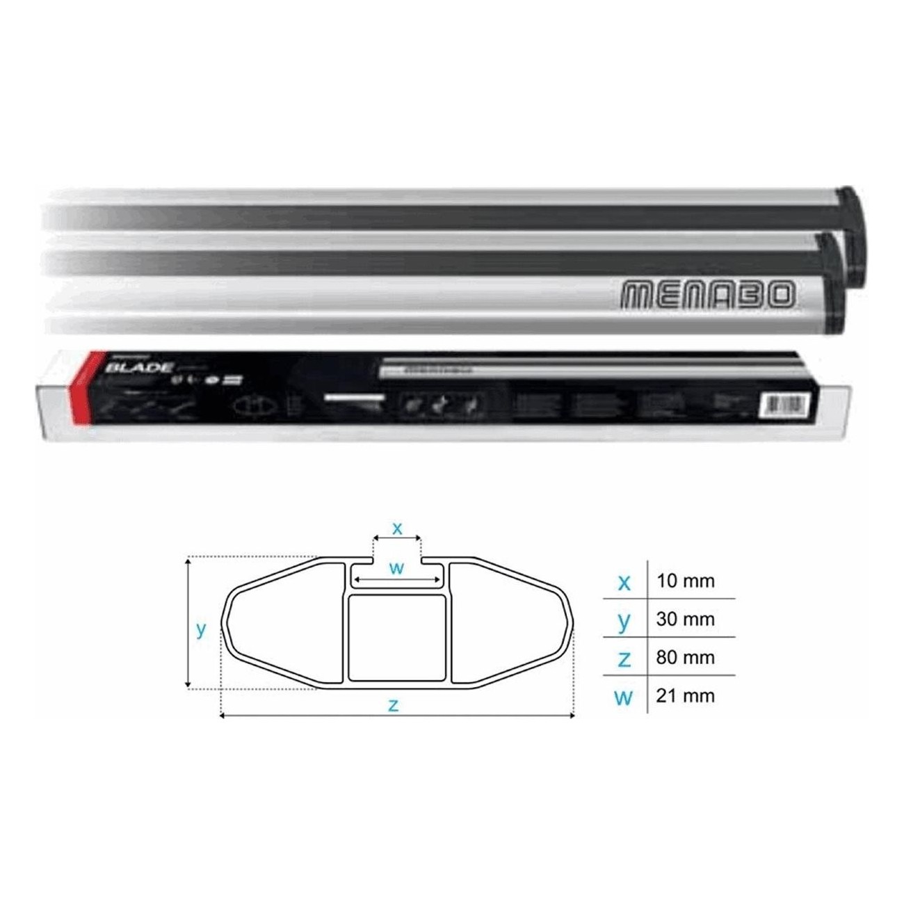 Barre de toit Blade XL en aluminium argent 80x30mm - Robuste et légère - 1