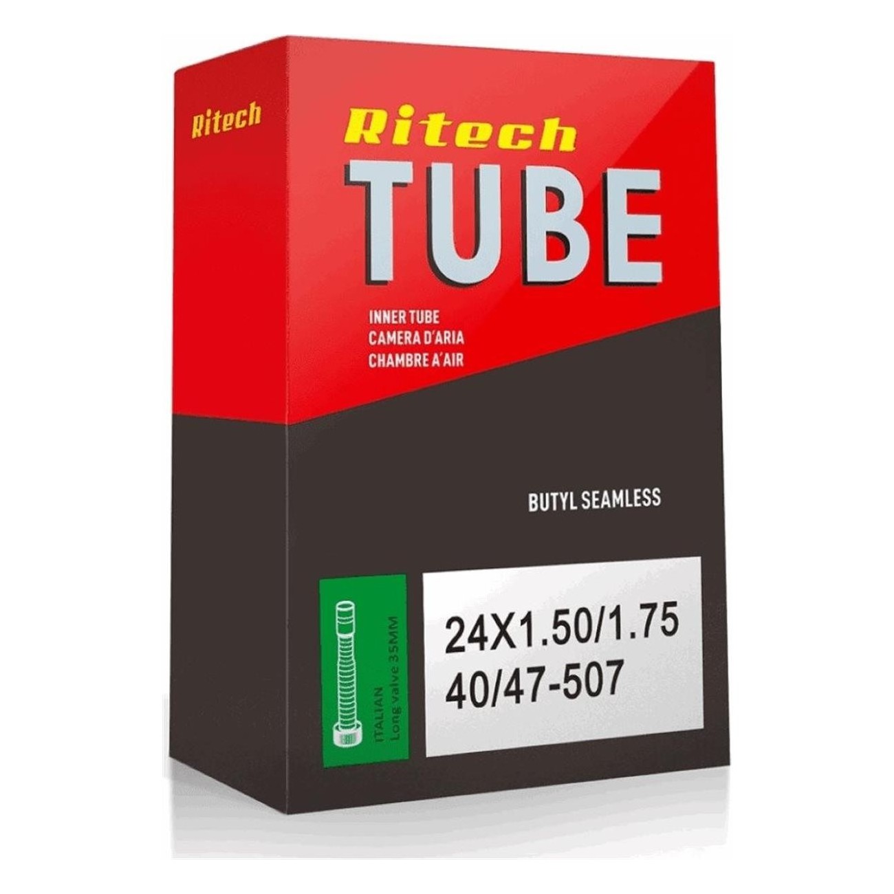 Ritech 24x1.50/1.75 Inner Tube with 35mm Schrader Valve for 24' Bicycles - 1