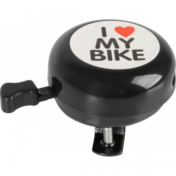 Timbre para Bicicleta Negro de Acero 54mm con Adhesivo 'I Love My Bike' - 1