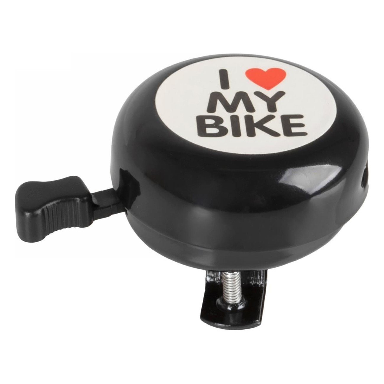 Black Steel Bicycle Bell 54mm with 'I Love My Bike' Sticker - 1