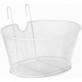 White Wire Front Basket in Coated Iron 30x38x18 cm with Eco Attachments for Bike - 1