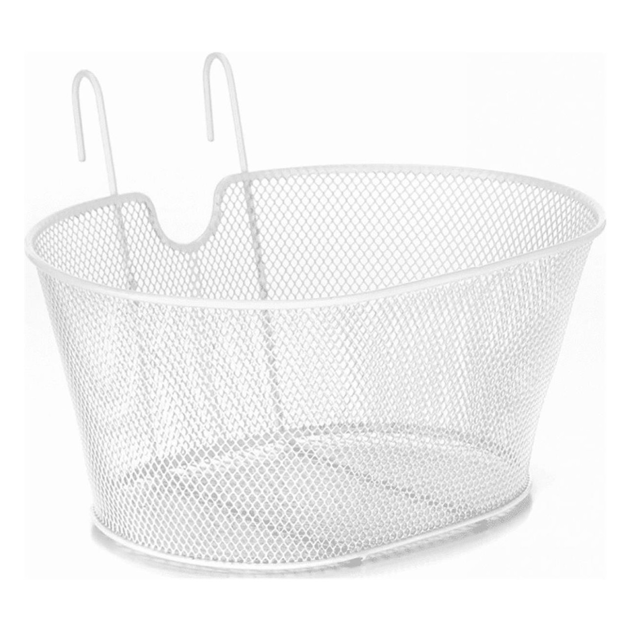 White Wire Front Basket in Coated Iron 30x38x18 cm with Eco Attachments for Bike - 1