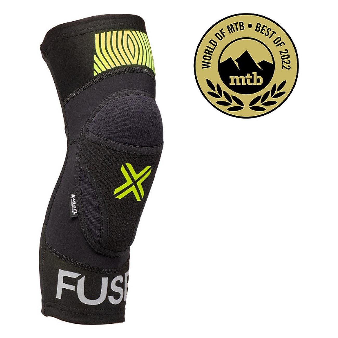 Fuse Omega XXXL Kniepolster Schwarz-Neon-Gelb mit SAS-TEC Schutz und atmungsaktivem Design - 1