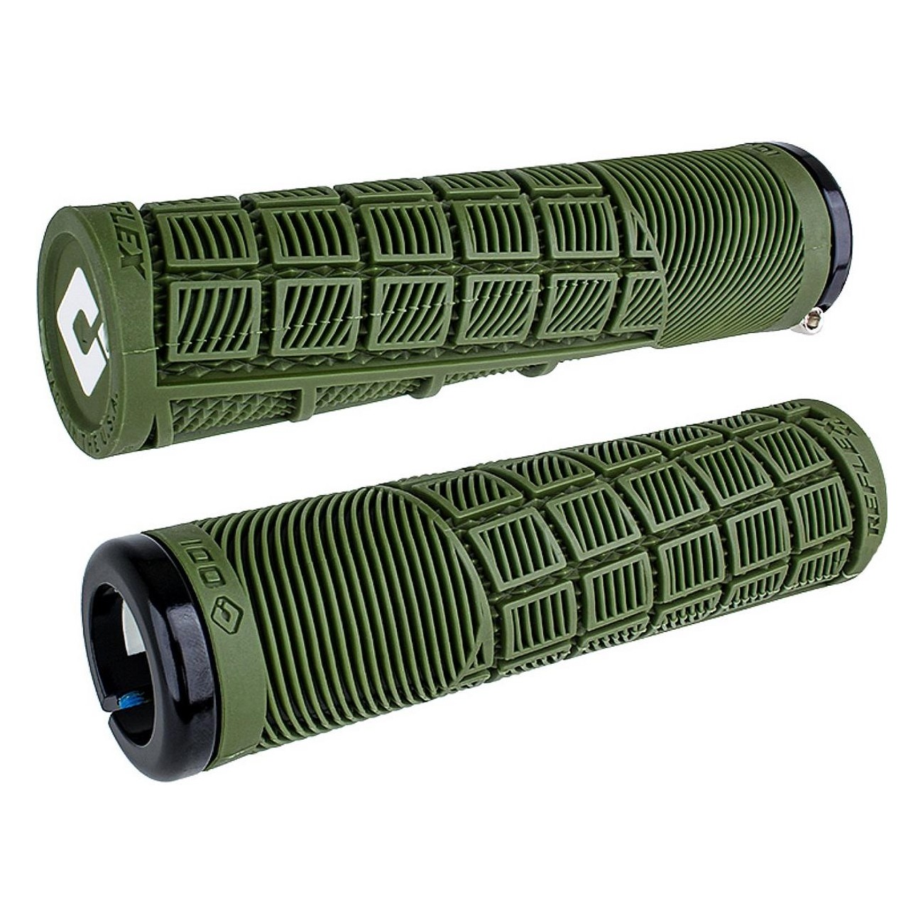 Empuñaduras Odi Reflex XL V2.1 Lock-On Verde Militar con Abrazaderas Negras, 135mm - 1