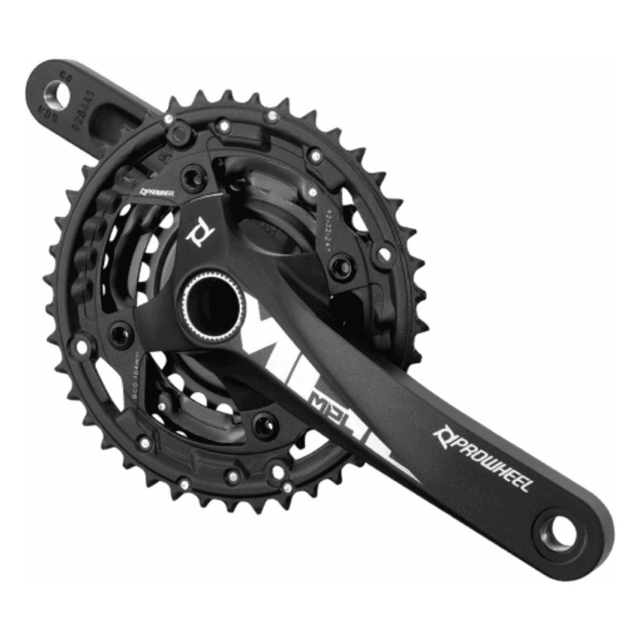 MTB Crankset 10 Speed 42-32-24D 175mm Black Aluminum with BSA Bottom Bracket - 1