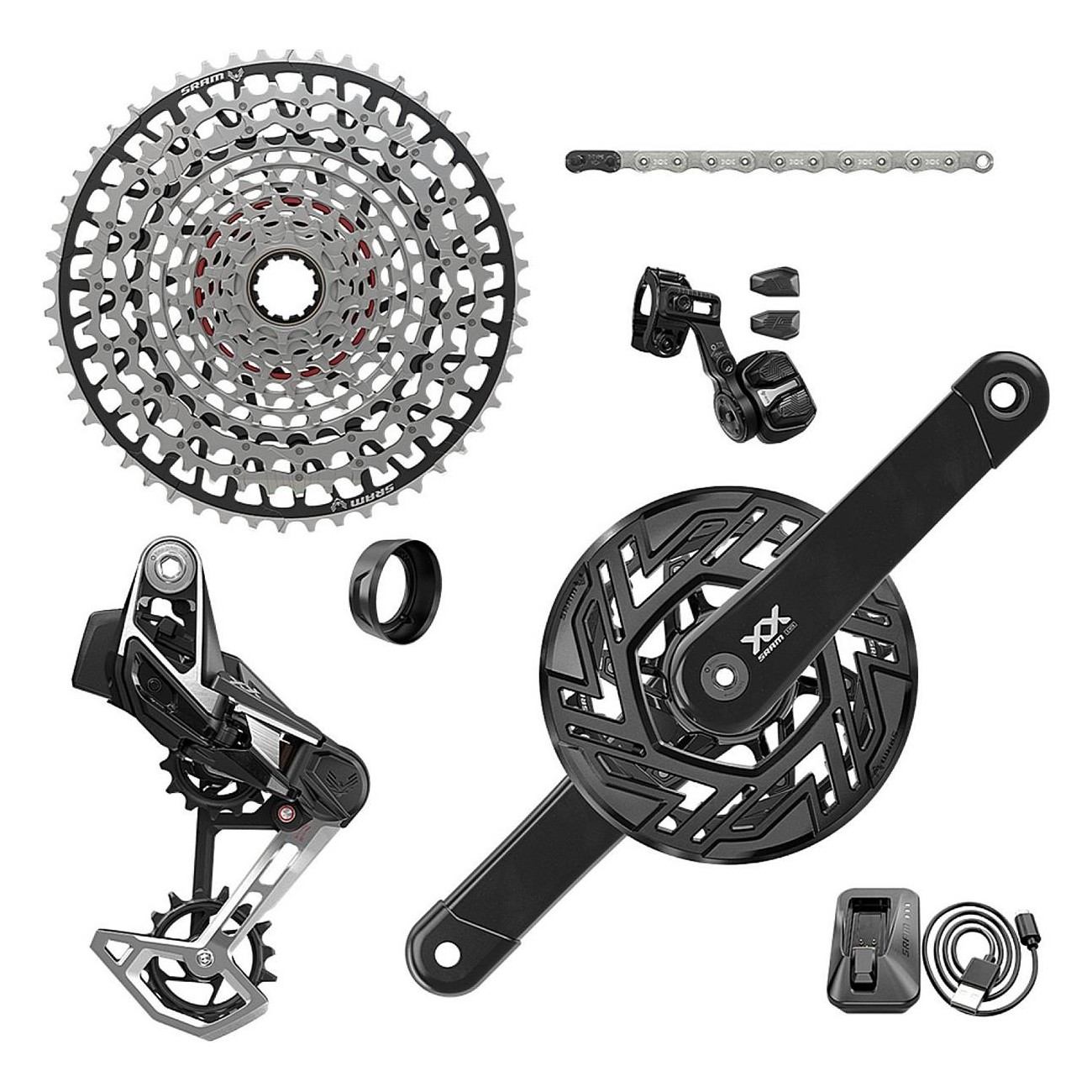 Kit Sram XX AXS Eagle Transmission per E-MTB Bosch con Pedivelle 165mm, Corona 34T, Cassetta 10-52T, Batteria e Caricabatterie -