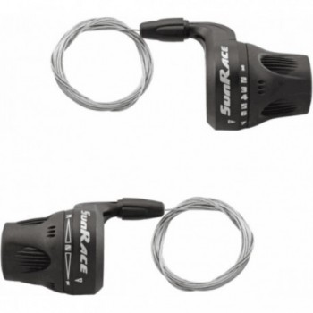 Coppia Comandi Cambio Grip Shifter 3x8v per MTB e Urban con Cavi, Impugnatura Ergonomica - 1 - Comandi - 4710944251043