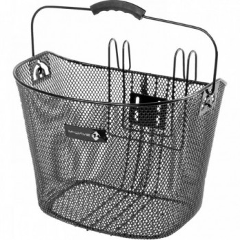 Cesta de Manillar para Bicicleta de Acero Negro, 34,5x25,5x26 cm, Removible - 1