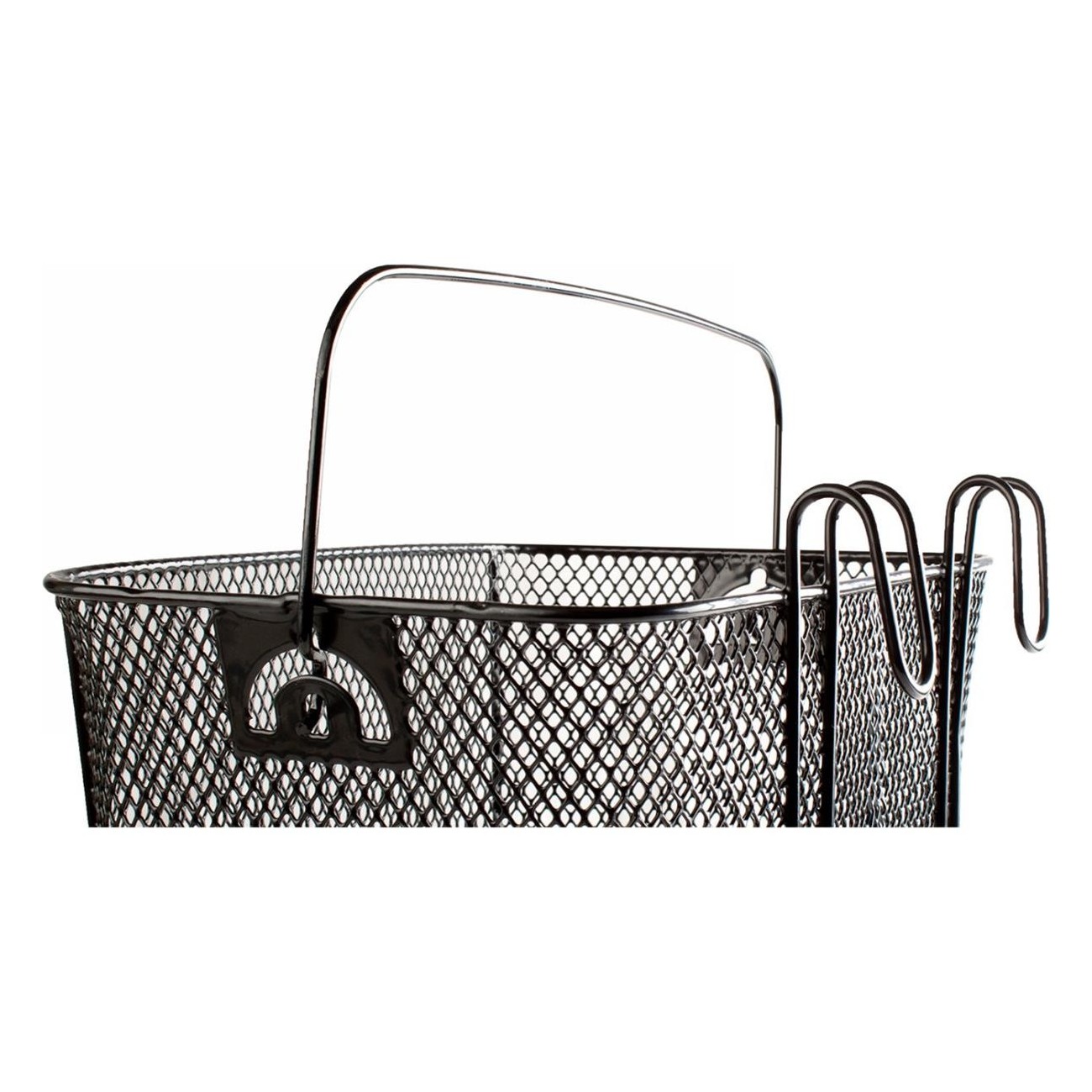 Black Steel Bike Handlebar Basket with Hooks, 34.5x25.5x26 cm, Removable - 2