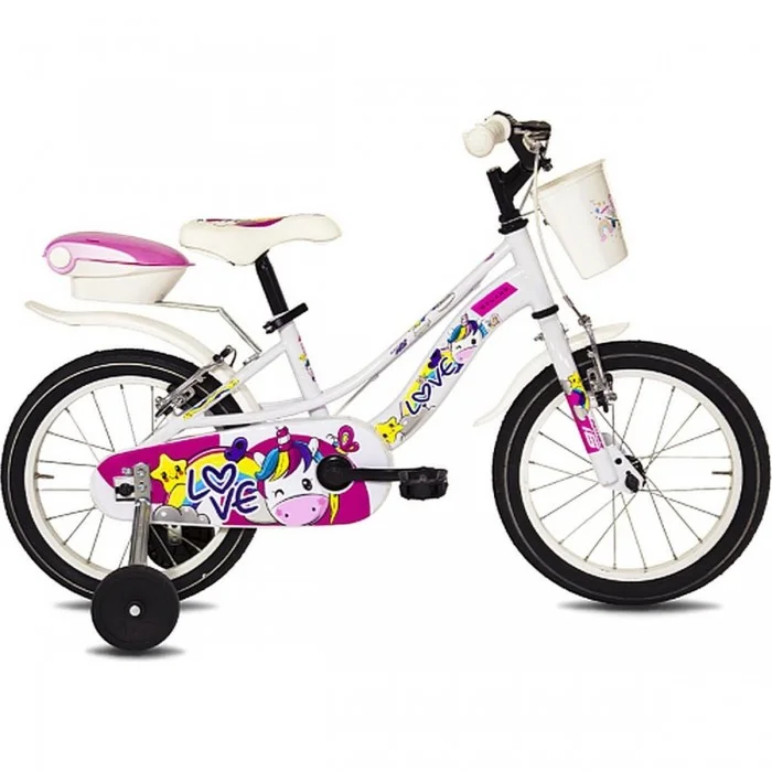 Bicicletta per Bambini Love 16 Kid L Bianco/Rosa 16' con Freni V-Brake e Telaio in Acciaio - 1 - Bambino - 8059796061063