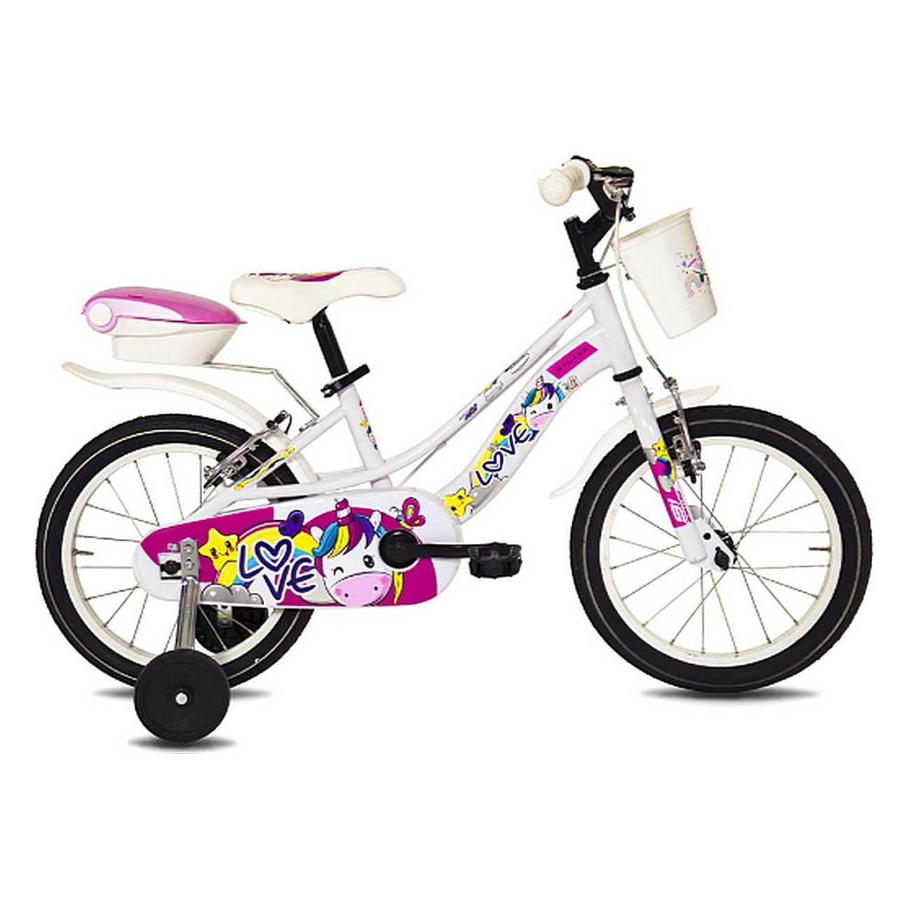 Bicicletta per Bambini Love 16 Kid L Bianco/Rosa 16' con Freni V-Brake e Telaio in Acciaio - 1 - Bambino - 8059796061063