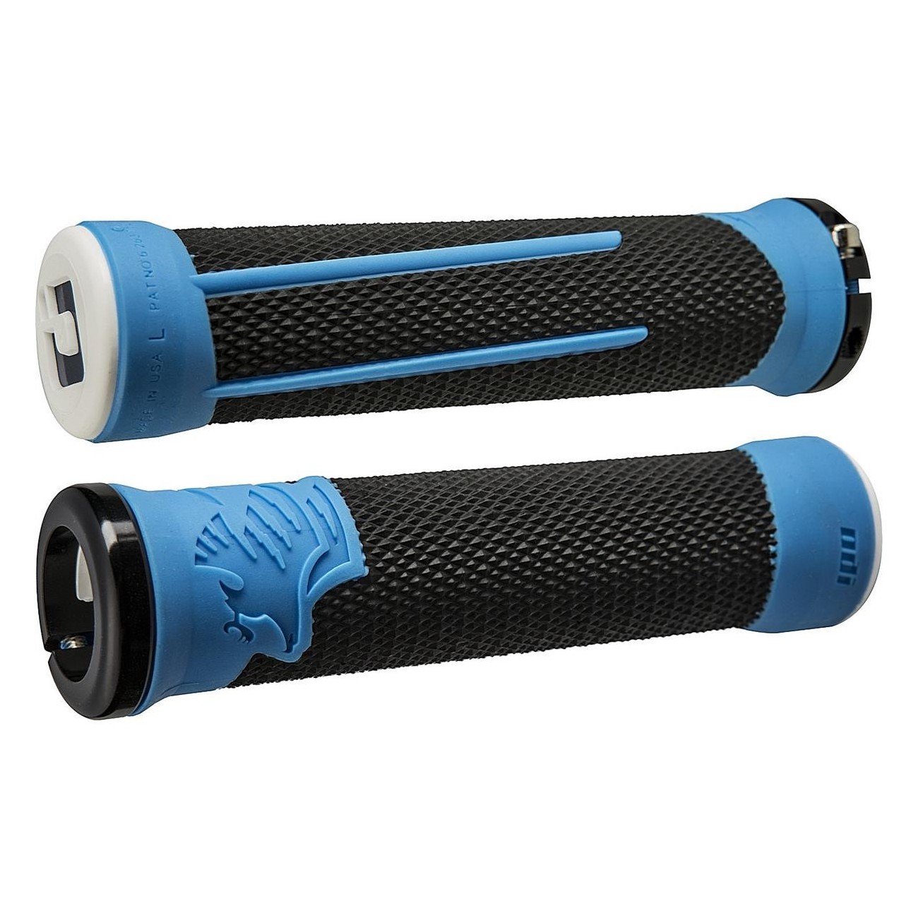 Manopole MTB ODI AG2 Signature Lock-On 2.1 Nero-Blu, 135mm, Morsetti Neri - 1 - Manopole - 0711484190865