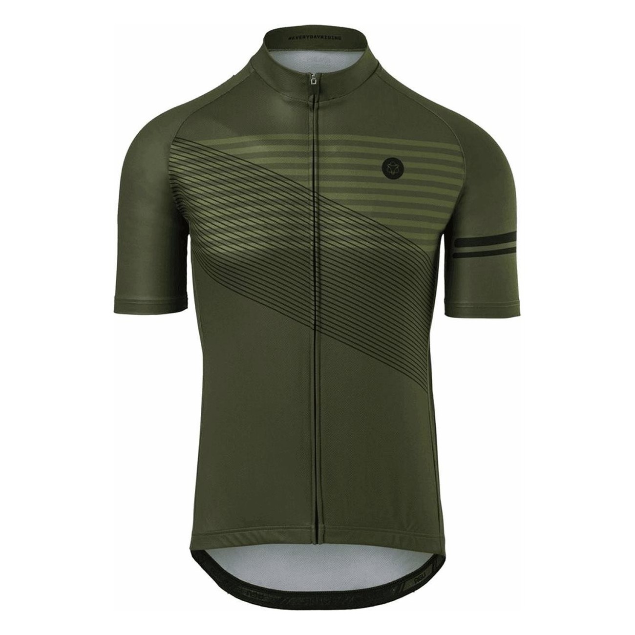 Maglia Sportiva Uomo Verde Army Slim Fit, Maniche Corte, 100% Poliestere, Traspirante con Tasche AGU - 1 - Maglie - 871756565749