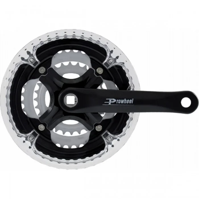 MTB Crankset 3x 28/38/48D 170mm Aluminum with Clear Chain Guard - 1