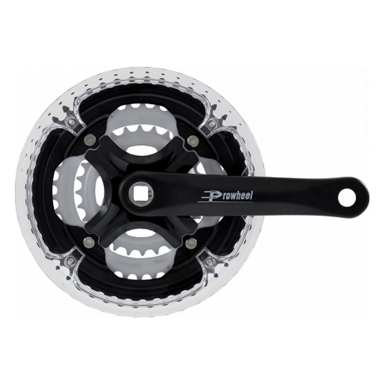 MTB Crankset 3x 28/38/48D 170mm Aluminum with Clear Chain Guard - 1