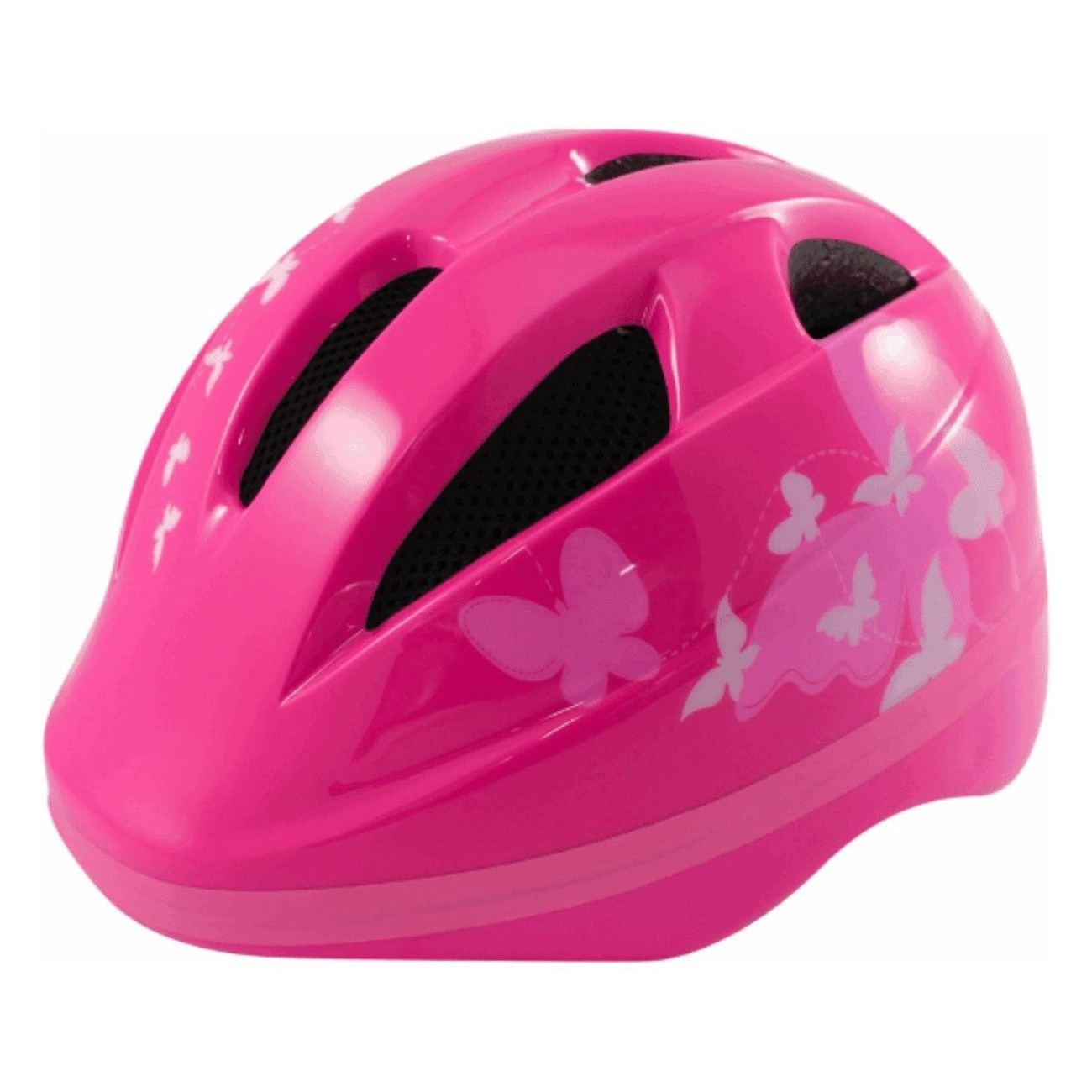 Casco Rosa per Bambina con Farfalle 52-56 cm - Certificato EN1078 - 1 - Caschi - 8059796067003